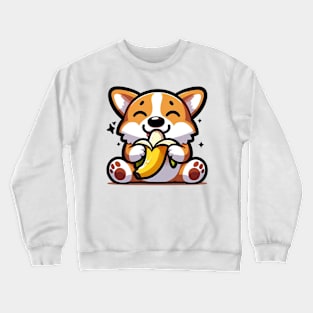 corgi eating banana Crewneck Sweatshirt